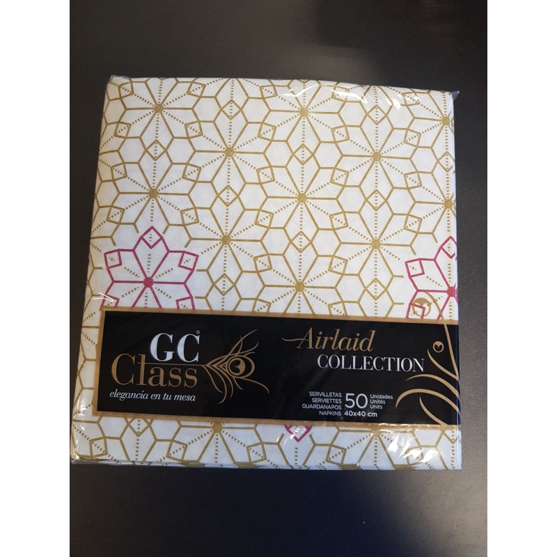 Serviette 1C Gc CLASS 40x40 Fleur Or