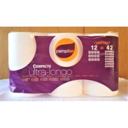 Papier Hygiénique 12 rouleaux 2 plis, ultra pampilar