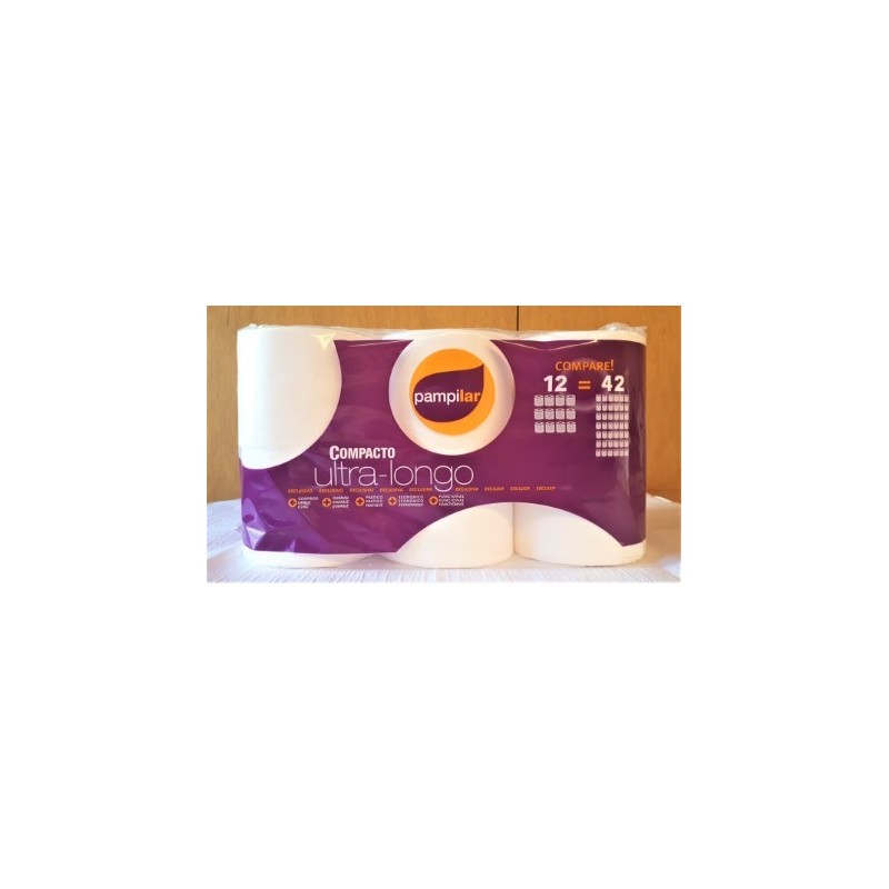 Papier Hygiénique 12 rouleaux 2 plis, ultra pampilar