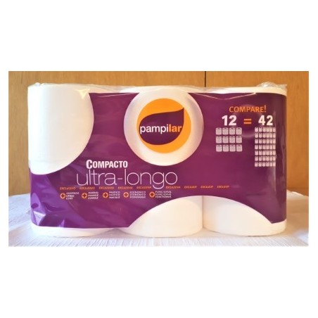 Papier Hygiénique 12 rouleaux 2 plis, ultra pampilar