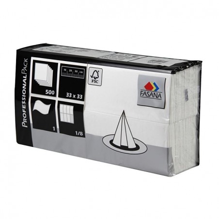 Serviettes de Table Fasana - Gaufrées et Blanche - 1 couche - Pliées 1/8