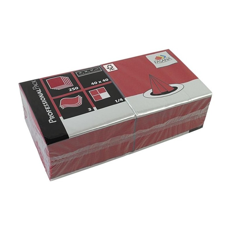 Serviettes de Table Fasana - Cellulose et Bordeaux - 3 couches - Pliées 1/4