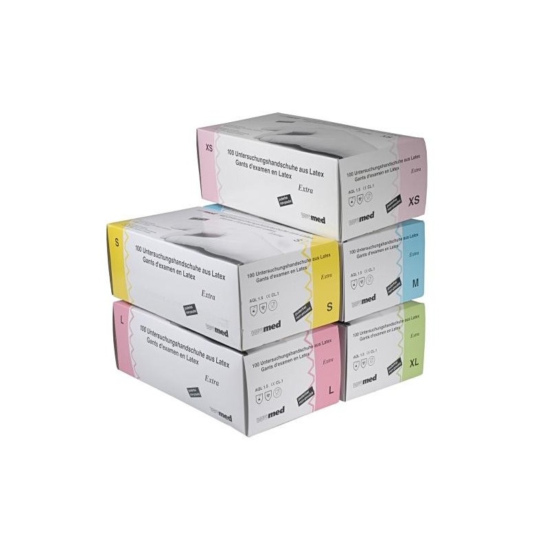 Gants d'examen en Latex polymer Wemed - non stérile et non poudré - Taille L