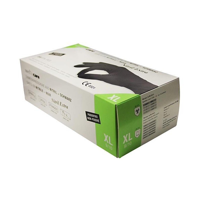Gants à usage unique en Nitril Weitacare - non poudré et non stérile - Taille XL
