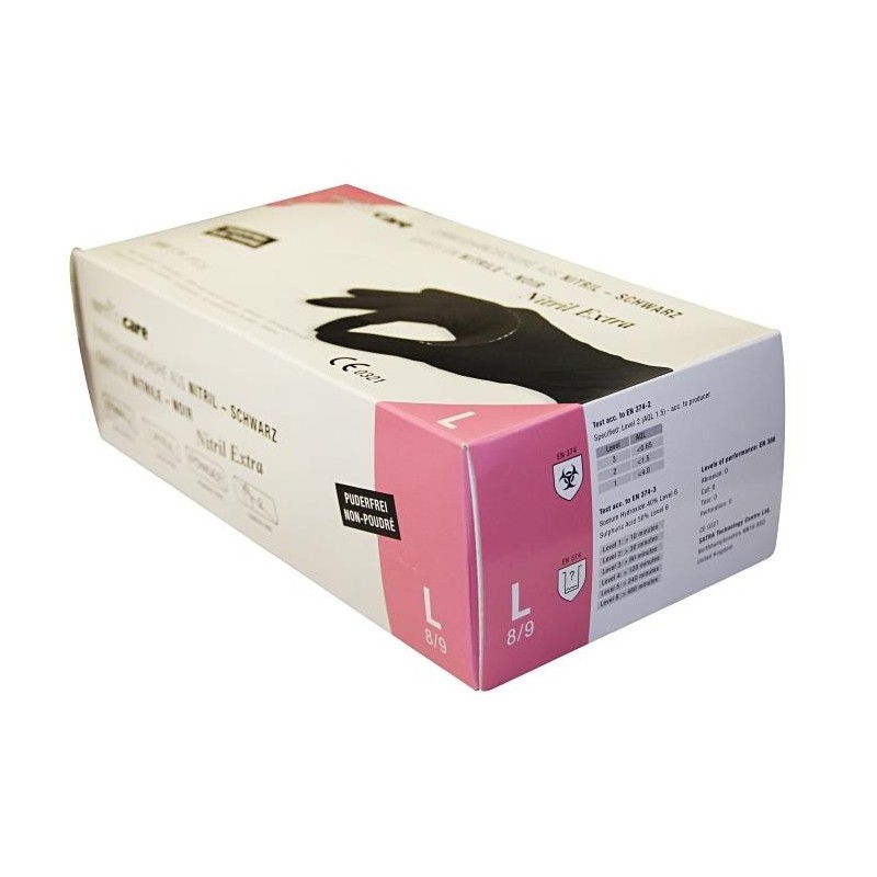 Gants à usage unique en Nitril Weitacare - non poudré et non stérile - Taille L