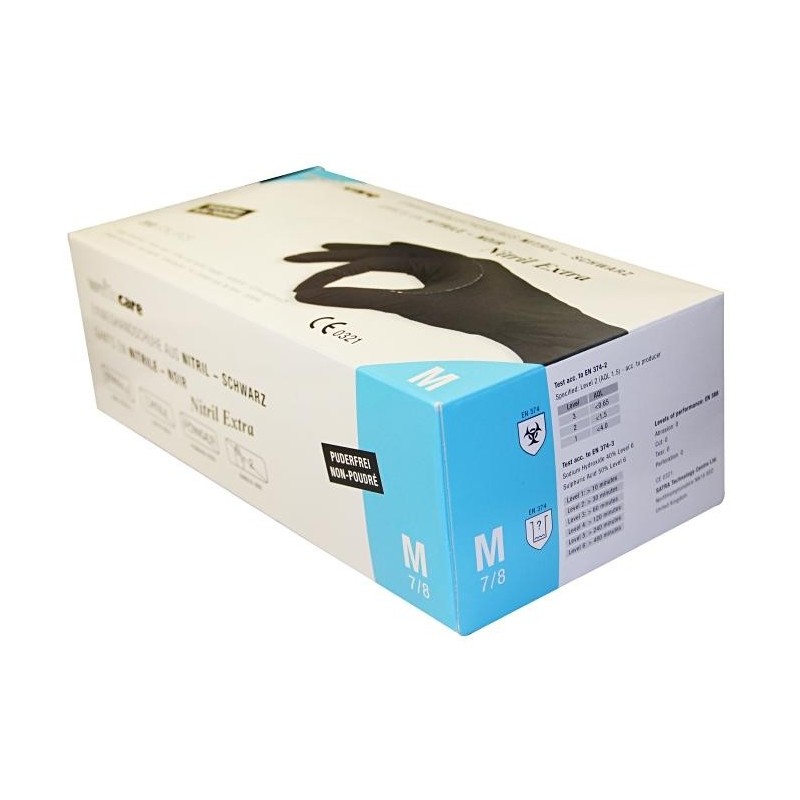 Gants à usage unique en Nitril Weitacare - non poudré et non stérile - Taille M